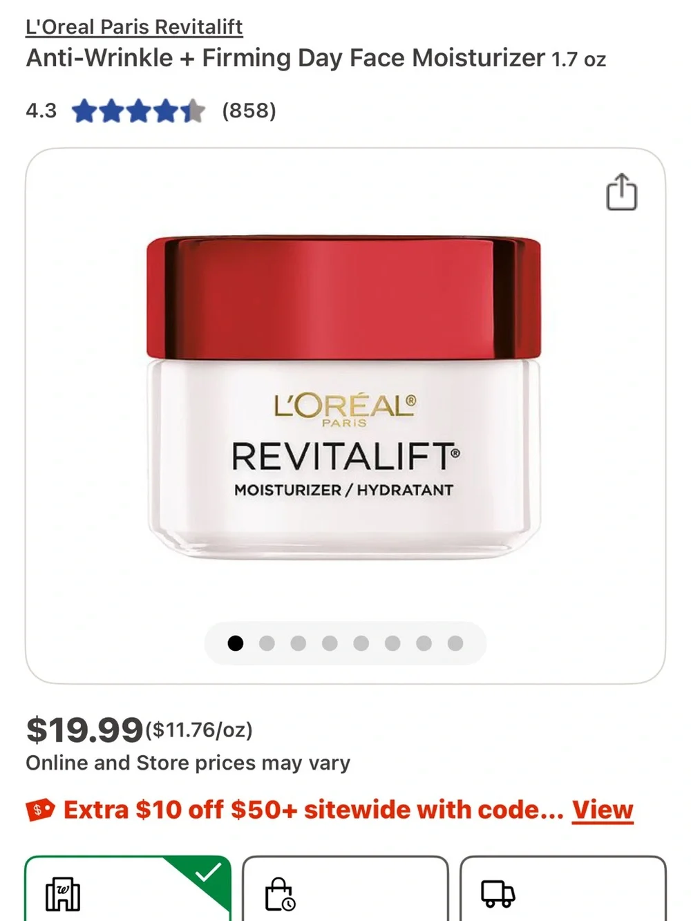 L'Oreal Revitalift Night Moisturizer - White and Red Packaging